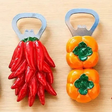 Lifelike Food-Shaped Fridge Magnet Bottle Opener Set – 2-in-1 Multifunctional Magnetic Cap Opener for Kitchen, Home & Bar, Novelty Crayfish & French Fries Decor, Creative Gift for Friends